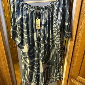 Green and White Ruffled Short Sleeve dress